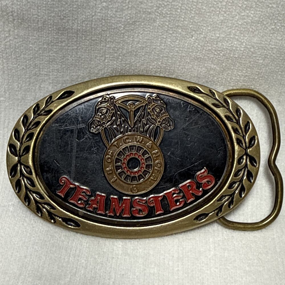 VNTG TEAMSTERS Union Belt Buckle I.B. OF T.C. W.&H. OF A. Western Style RARE